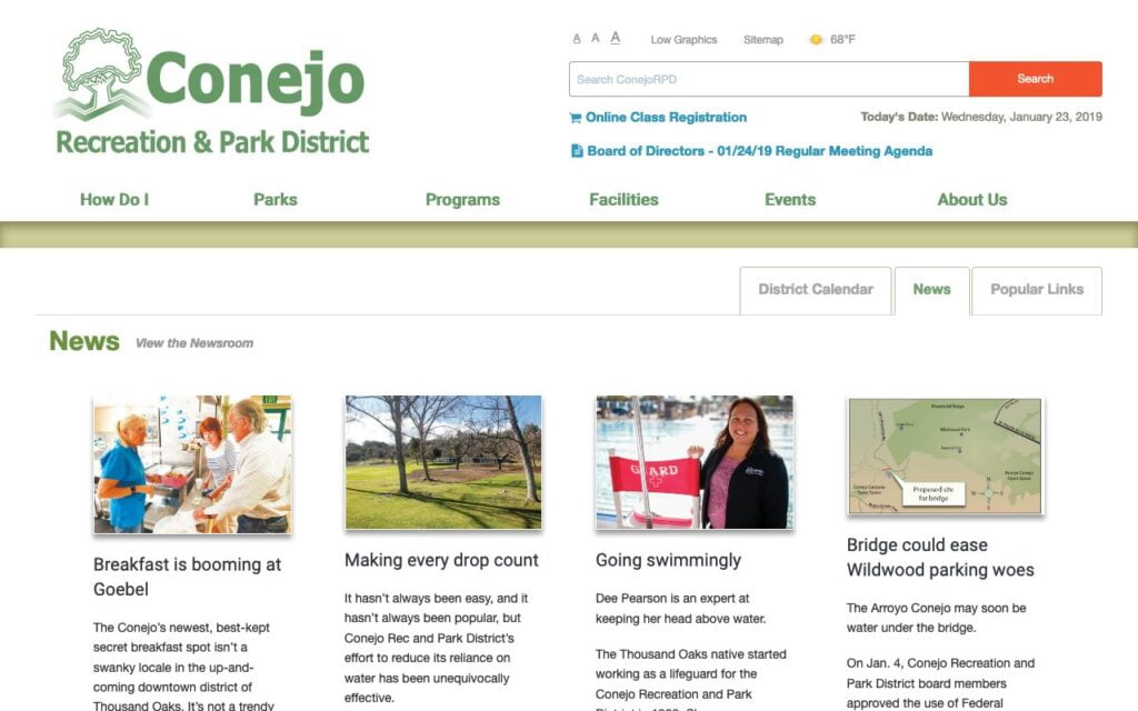 former CRPD home page design, before the 2019 redesign by 9 Planets Design