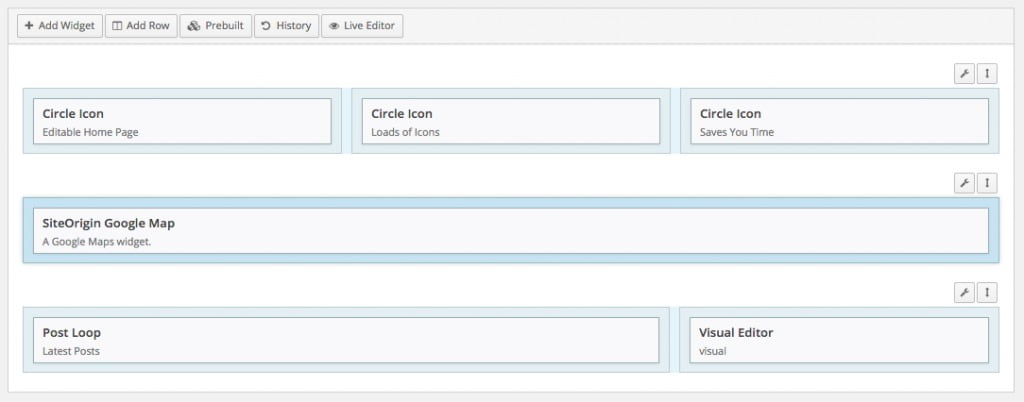 screenshot of wordpress page builder